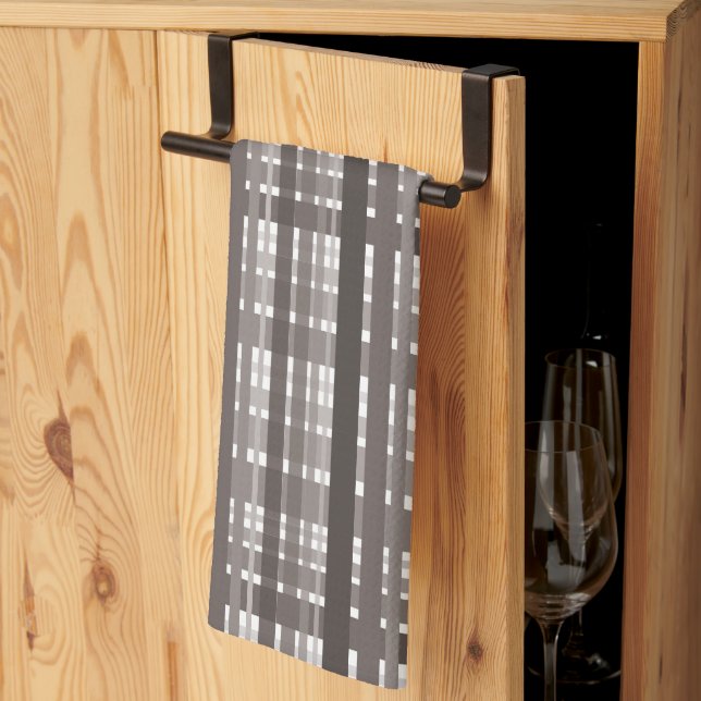 Brown and white plaid kitchen towel (Thirds Fold)
