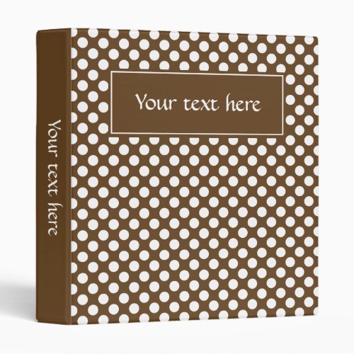 Brown and White Polka Dot Binder