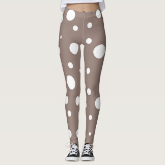 Brown and White Polka Dot Leggings