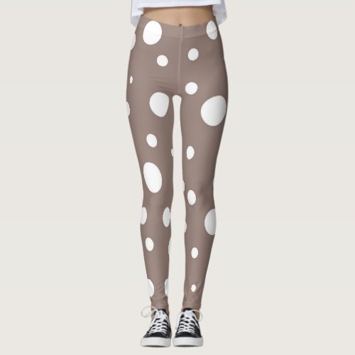 Brown and White Polka Dot  Leggings