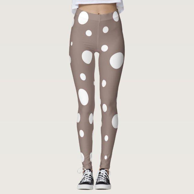 Brown and White Polka Dot  Leggings (Front)
