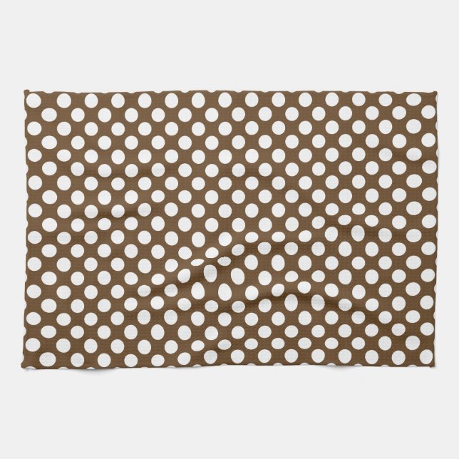 Brown and White Polka Dot Towel (Horizontal)