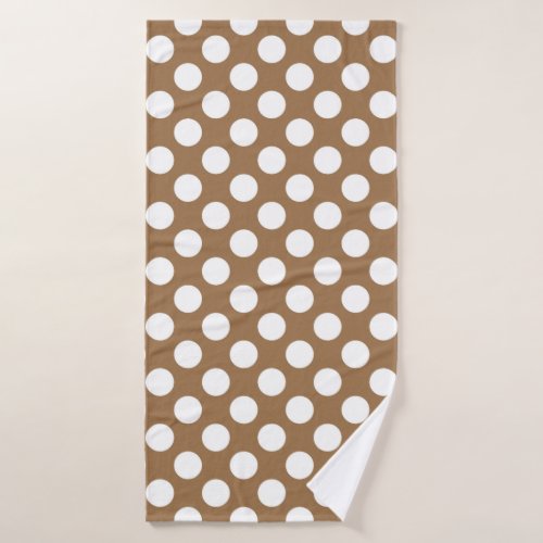 Brown and white polka dots bath towel set