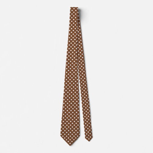 Brown and white polka dots neck tie