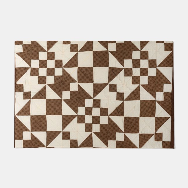 Brown and white quilt doormat (Front)