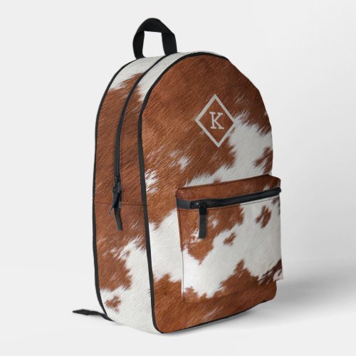 Brown and white realistic cowhide print No 2 Printed Backpack