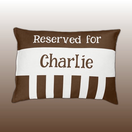 Brown and white reserved for name stripes pet bed