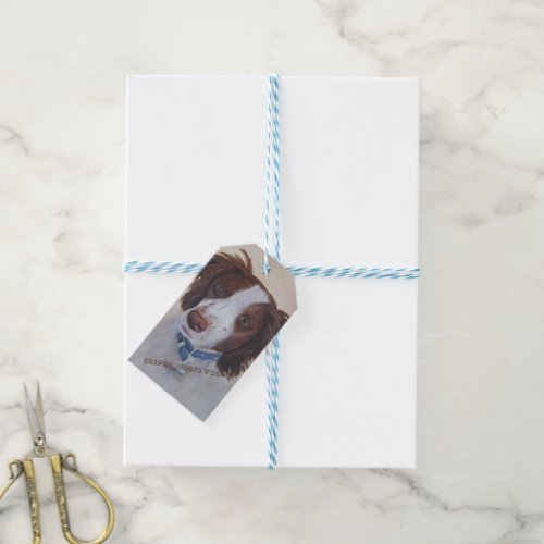 BROWN AND WHITE RETRIEVER  GIFT TAG