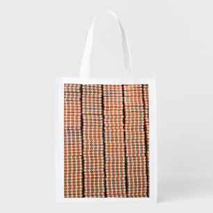Brown and White Retro Grocery Bag