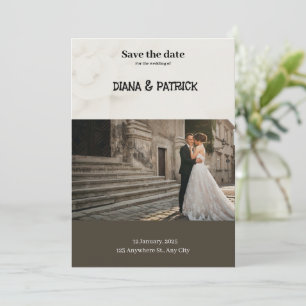 Brown and White Simple Save the Date  Invitation