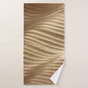 BROWN AND WHITE STRIPED TEXTILE BATH TOWEL