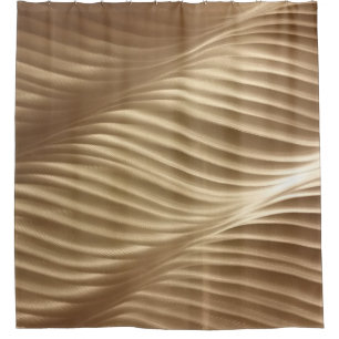 BROWN AND WHITE STRIPED TEXTILE SHOWER CURTAIN