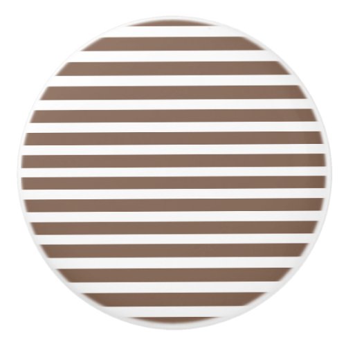 Brown and White Stripes Ceramic Knob