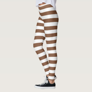 Brown and White Stripes Leggings