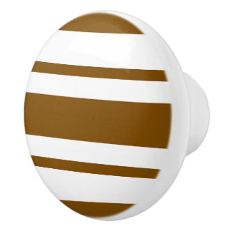 Brown and White Stripes Pattern Ceramic Knob