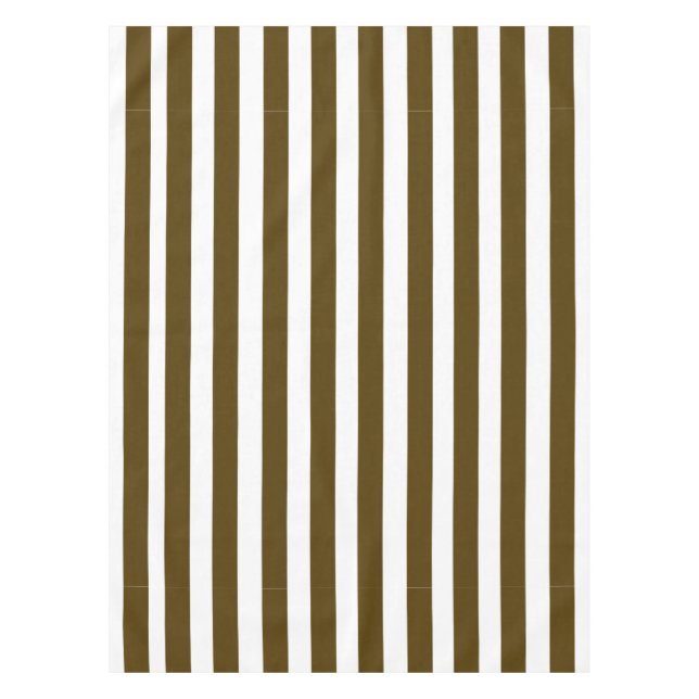Brown and White Stripes Pattern Tablecloth (Front)