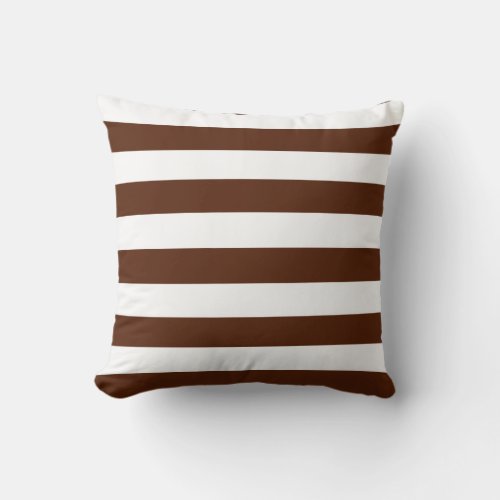 Brown and White Stripes Throw Pillow