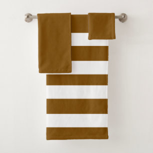 Brown And White Summer Stripes Team    Bath Towel Set