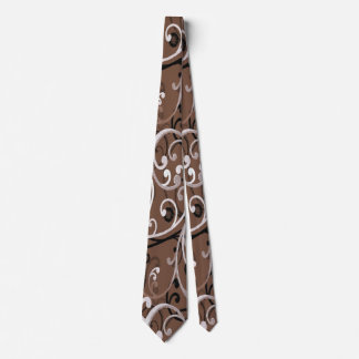 Brown and White Swirls Neck Tie