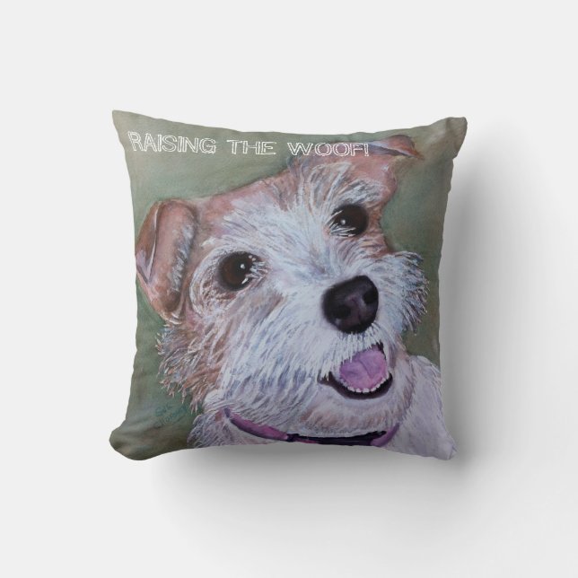 BROWN AND WHITE TERRIER MIX | TOSS PILLOW (Front)