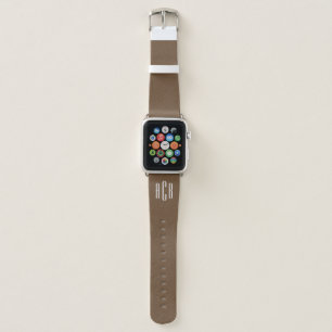 Brown and White Three Letter Monogram Apple Watch Band