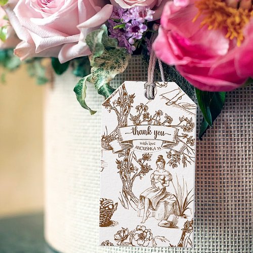 Brown and White Toile de Jouy Bridal Shower Gift Tags