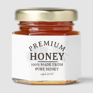Brown and White Vintage Premium Label Honey Jar Favors