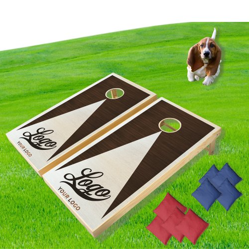 Brown and White Wood Boards Company Logo Business Cornhole Set