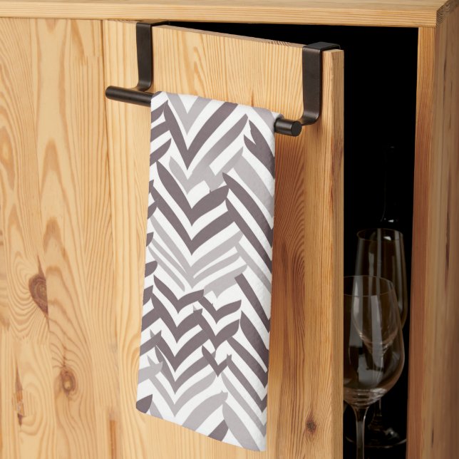 Brown and white ZigZag Kitchen Towel (Thirds Fold)