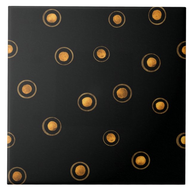 Brown and Yellow Circles Ceramic Tile (Front)