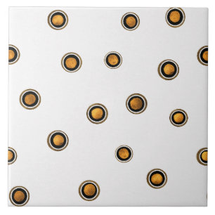 Brown and Yellow Circles Ceramic Tile
