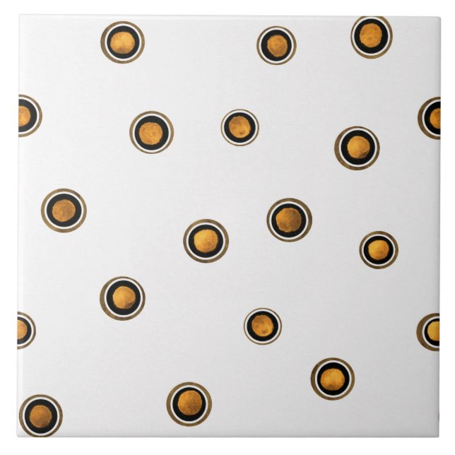 Brown and Yellow Circles Ceramic Tile (Front)