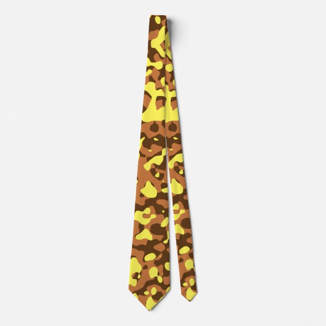 Brown and Yellow Desert Camouflage Pattern Neck Tie (Front)
