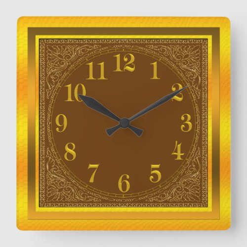 Brown and Yellow Gold Lace Edged Wall Clock