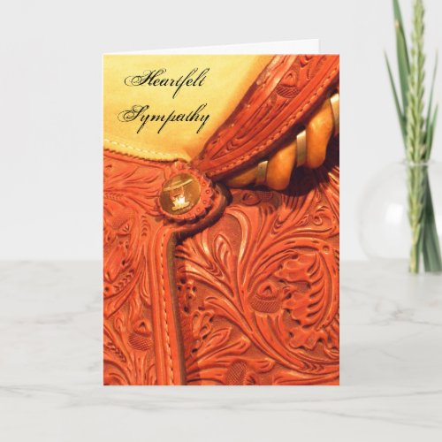 Brown and Yellow Leather Horse Saddle Sympathy Card