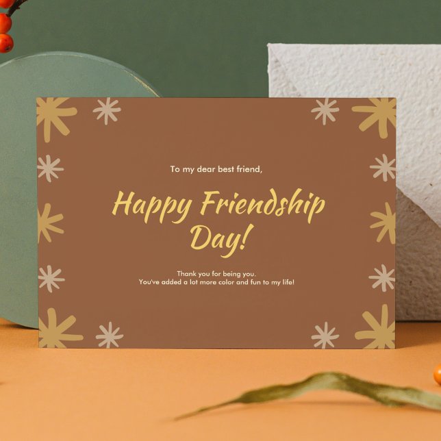 Brown and Yellow Starburst Friendship Day Postcard (Creator Uploaded)