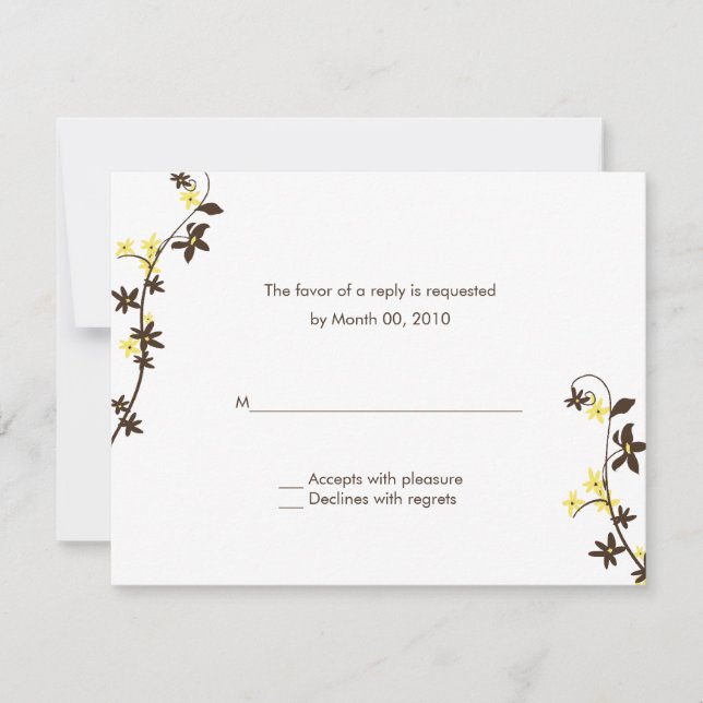 Brown and Yellow Wedding Invitation RSVP Cards (Front)