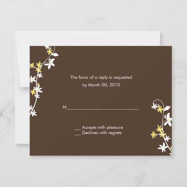 Brown and Yellow Wedding Invitation RSVP Cards (Front)