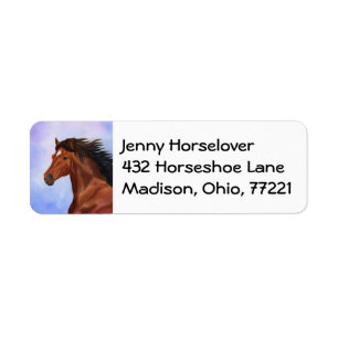 Brown Andalusian horse address label