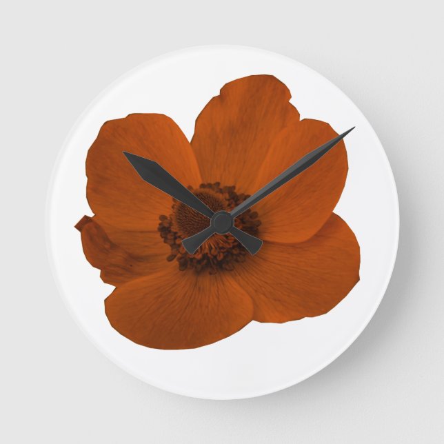 Brown Anemone Wall Clock (Front)