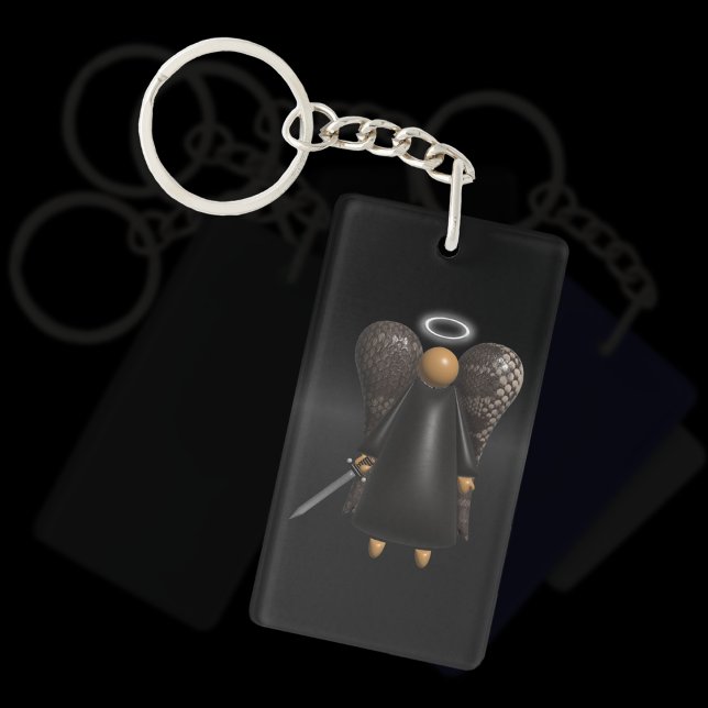 Brown Angel, Avenging Angel (double sided) Keychain (Brown Avenging Angel keyring)