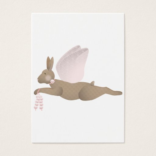 Customizable Brown Angel Rabbit With Pink Wings Business Card