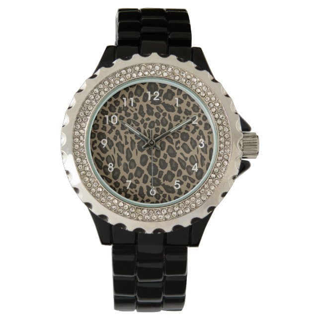 Brown Animal Leopard Print Watch (Front)