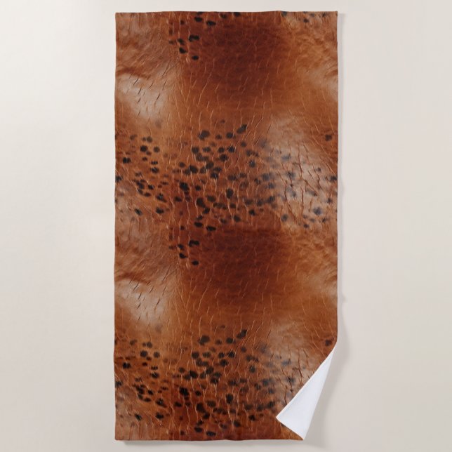 Brown Animal Print Beach Towel (Front)