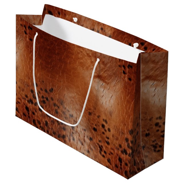 Brown Animal Print Large Gift Bag (Front Angled)
