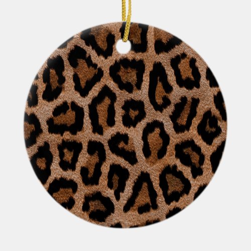 Brown animal print pattern ceramic ornament