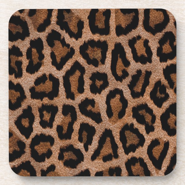 Brown animal print pattern drink coaster (Front)