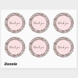 Brown Animal Print Stripes Thank You Classic Round Sticker 