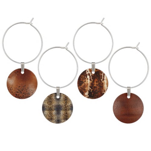 Brown Animal Print Wine Charm