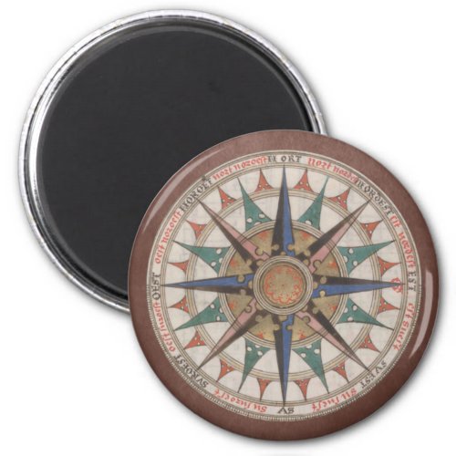 Brown Antique Compass Rose Magnet